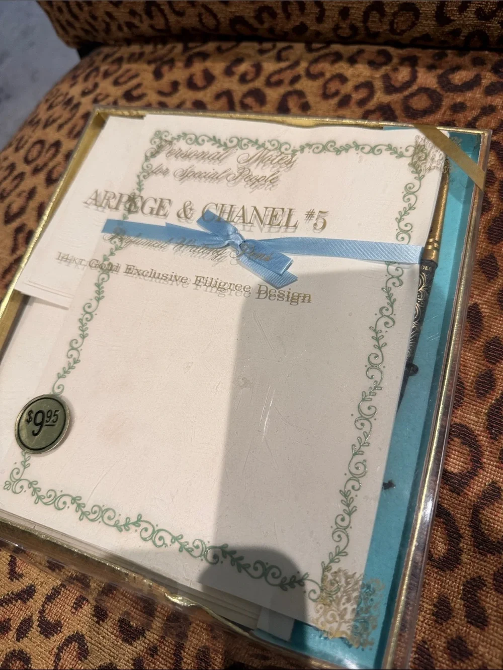 Vtg Arepege & Chanel #5 Gold Trimmed Stationary